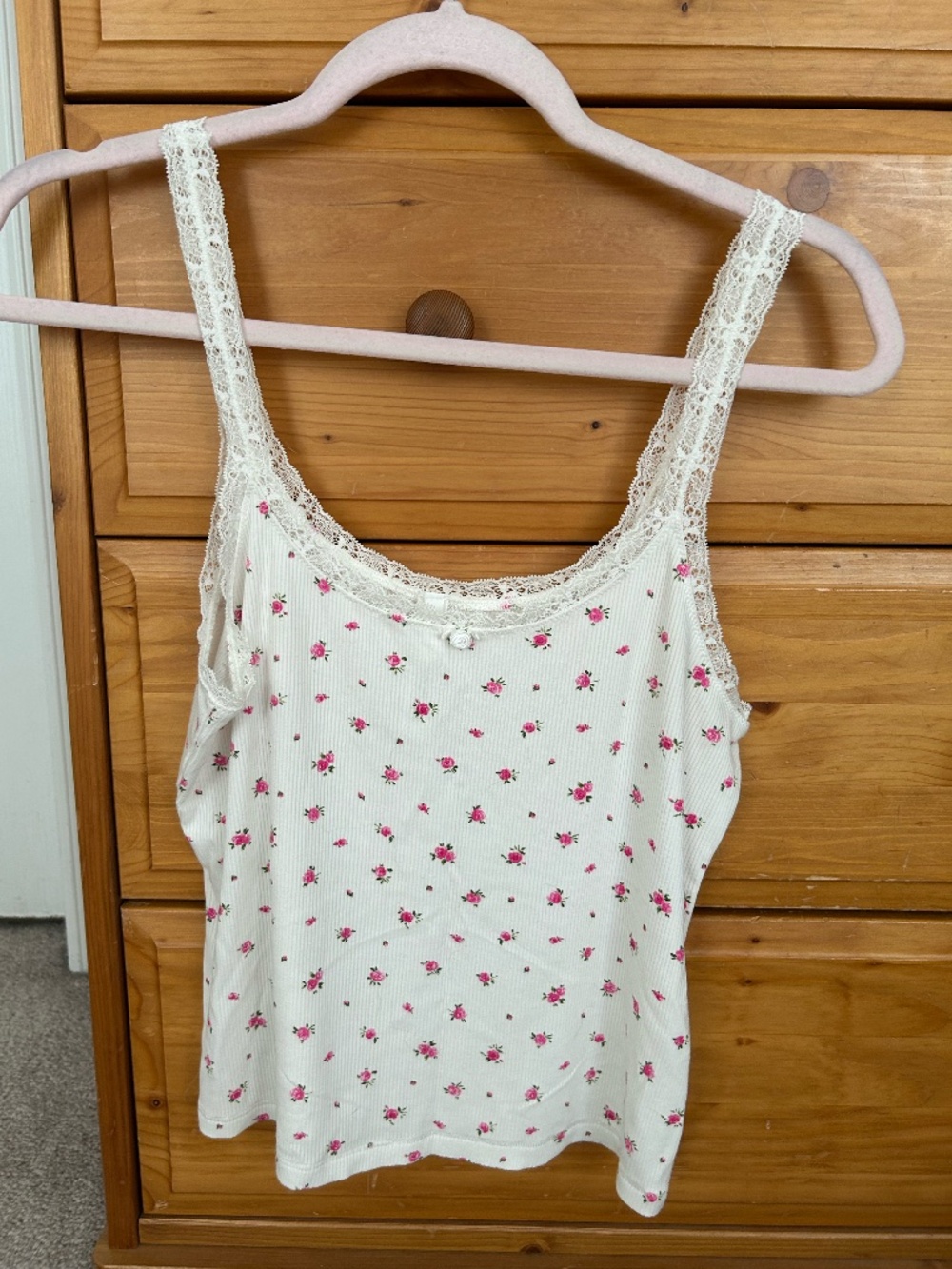 SKIMS white ribbed floral tank top